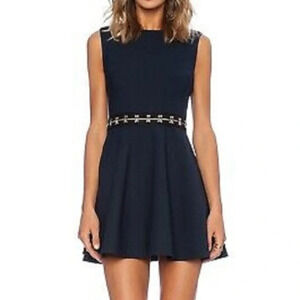 Elizabeth and James Black Hook and Eye Ponte Skater Fit & Flare Dress